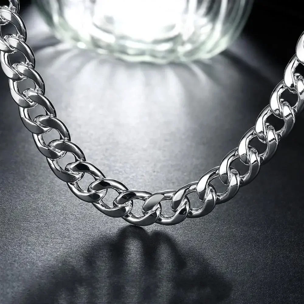 Awesome Large 22 Inch Cuban Link Chain 10mm Wide, Stamped 925 Sterling Silver - Picture 4 of 7